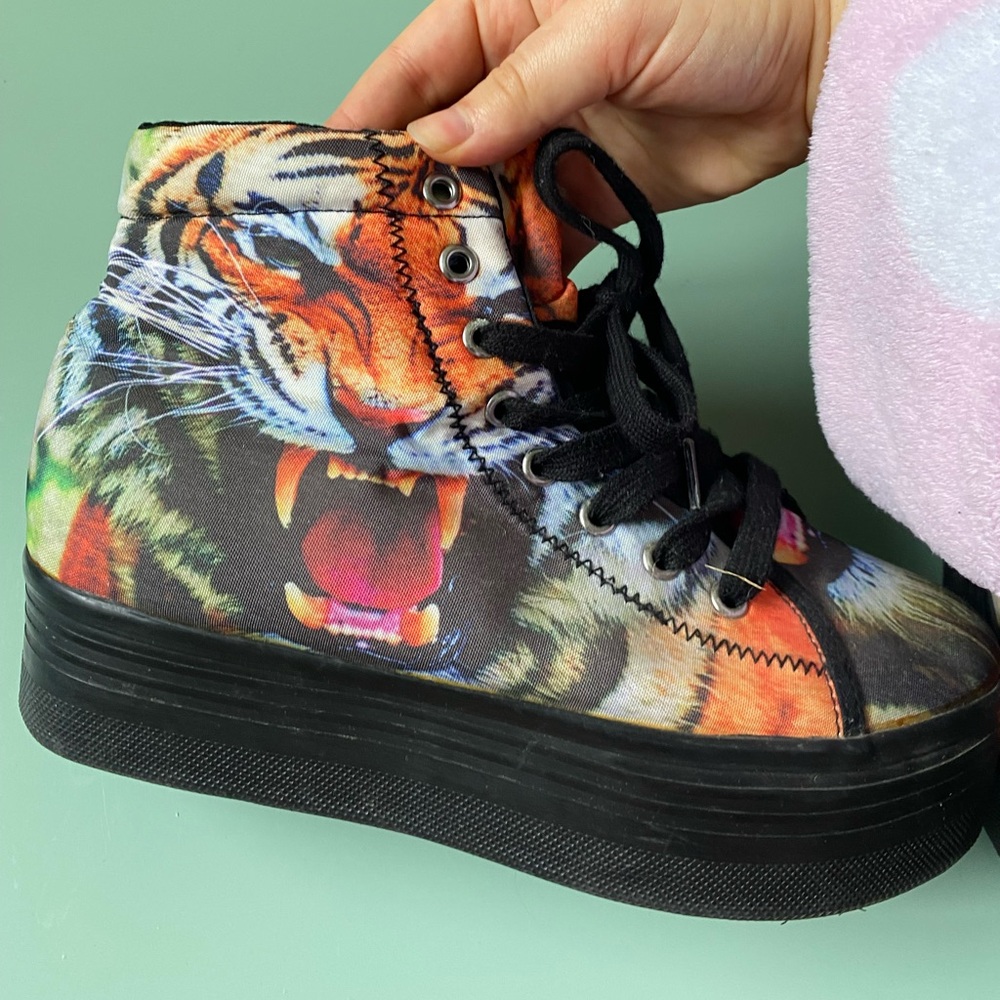 Tiger Print Platform Sneakers